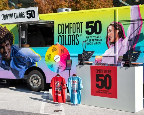Comfort Colors 50th anniversary multicoloured truck.